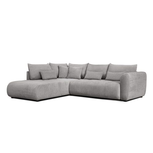 Canapé d'angle 5 places, tissu gris clair
