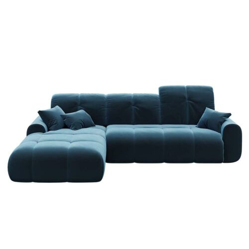 Canapé d'angle gauche convertible bleu marine foncé 4 places