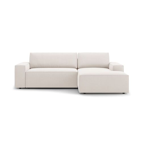 Canapé-lit d'angle avec coffre 3 places tissu structurel beige clair