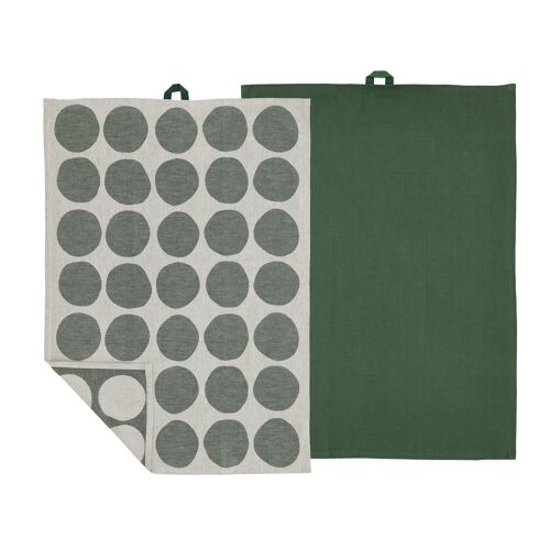 Lot De 2 Torchons En Coton Vert Sapin 50x70cm