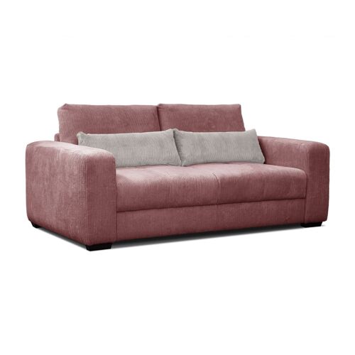 Canapé droit 3 places tissu vieux rose