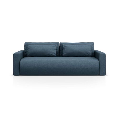 Canapé convertible 3 places avec coffre en tissu structurel bleu