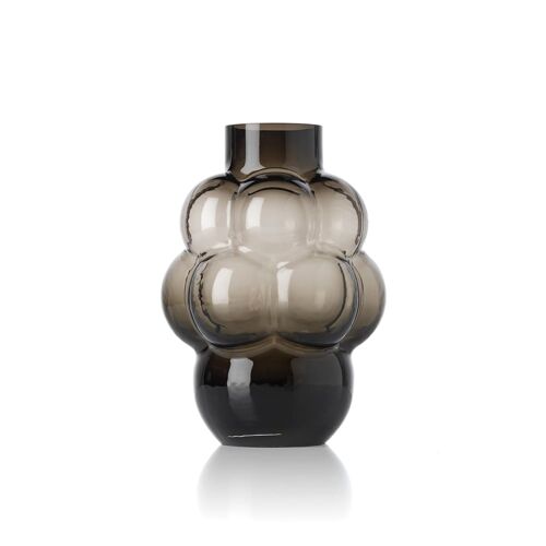 Vase Verre recyclé Foncé et Gris 18x18x25cm