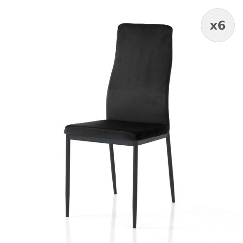 Lot de 6 chaises noires H95xL41xP53 en velours séjour/bureau