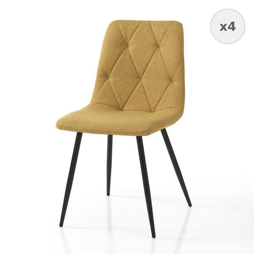 Lot de 4 chaises tissu jaune 100% polyester