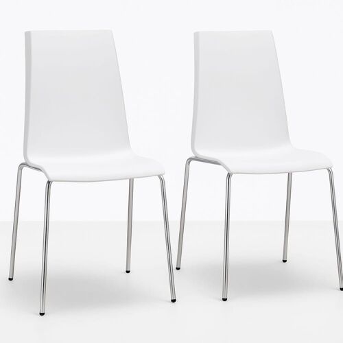 Lot de 2 chaises design en plastique blanc