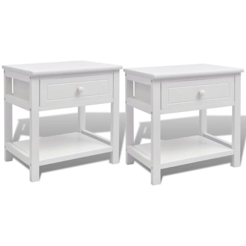 Lot de 2 tables de chevet bois blanc 40x29x42 cm