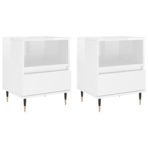 Lot de 2 tables de chevet bois blanc 40x35x50 cm