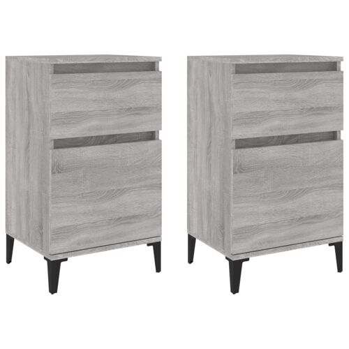 Lot de 2 tables de chevet bois noir 40x35x70 cm