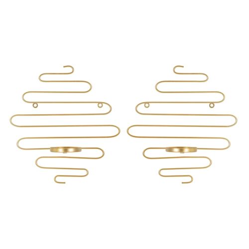 Lot de 2 porte-bougies en métal doré 33x10x34 cm