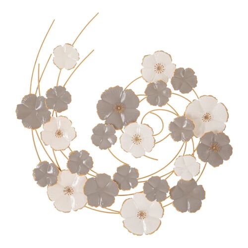 Panneau décoratif 3D floral en métal multicolore 63,5x5x67,9 cm