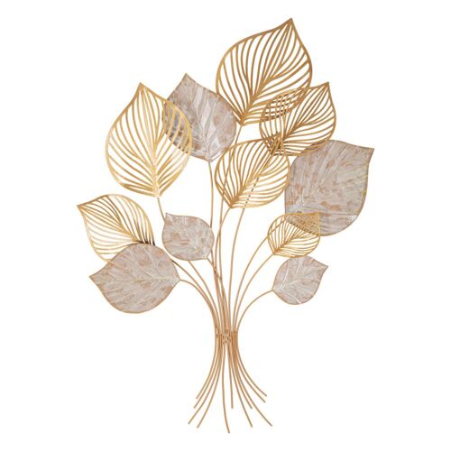 Panneau Décoratif 3d Feuilles En Métal Doré 63x4x85 Cm