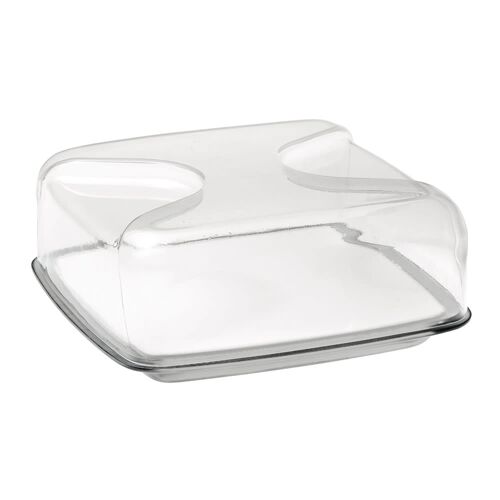 Cloche À  Fromage Carré Gris En Plastique Transparent