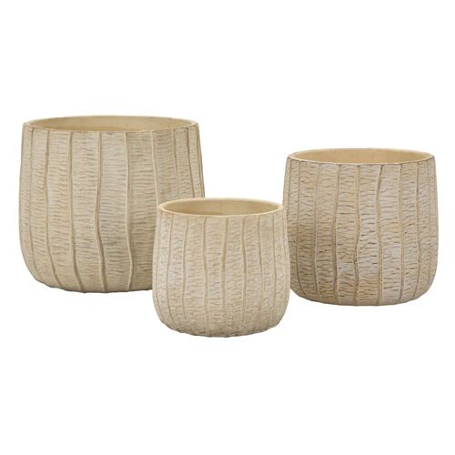 Lot de 3 vases en céramique couleur crème cm 30,5x27-25x22,2-19,5x18
