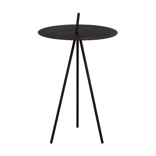 Table d'appoint ronde portable en métal noir