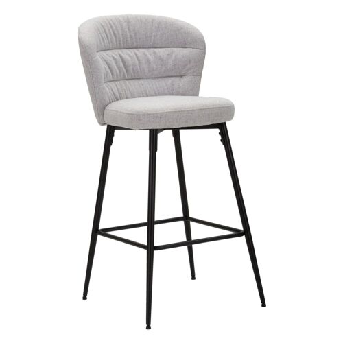 Lot de 2 tabourets en tissu gris et pieds en métal 52x59x108 cm