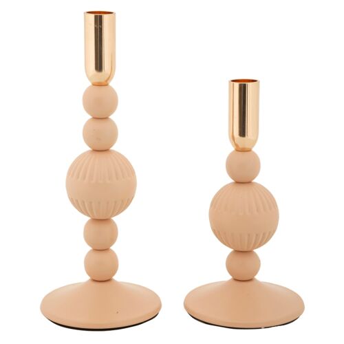 Bougeoir en métal rose et doré (Lot de 2, à¿ 10x20-10x25,5 cm)