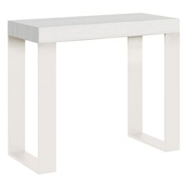 Console extensible 90x40/300 cm effet bois frêne blanc