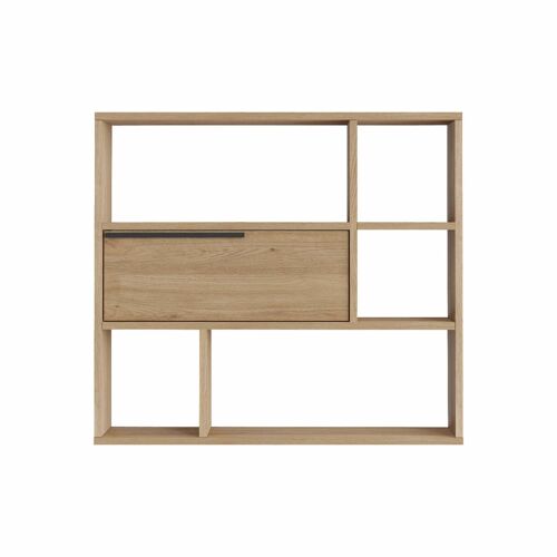 étagère murale avec 3 étagères et 1 porte en aggloméré couleur chêne