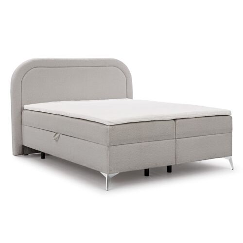 Lit boxspring 140x200 avec coffre de rangement et pieds chromés