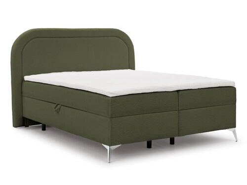 Lit boxspring 200x200 avec coffre de rangement et pieds chromés