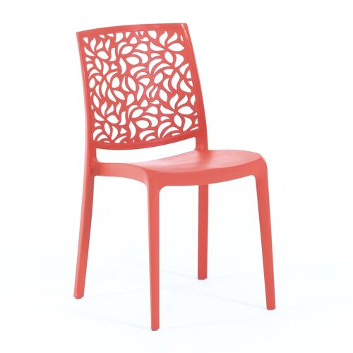 Lot de 4 chaises empilables en polypropylène fibre de verre corail