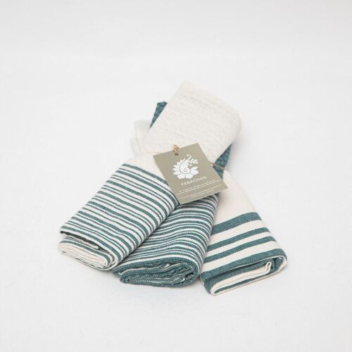 Torchon (X3) Coton Bleu Pétrole 45x70