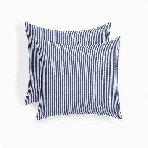 Taie D'oreiller (X2) Coton Lavé Bleu Orage 65x65