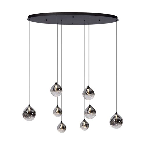Lampe Suspendue Ovale En Métal Et Verre Avec 8 Ampoules