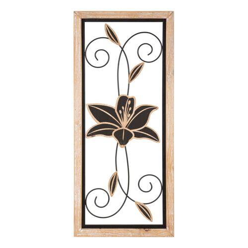 Déco murale en métal noir avec cadre 26x2,5x60 cm