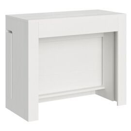 Console extensible 90x42/302 cm effet bois frêne blanc