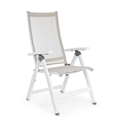 Fauteuil inclinable en aluminium blanc, fauteuil pliant
