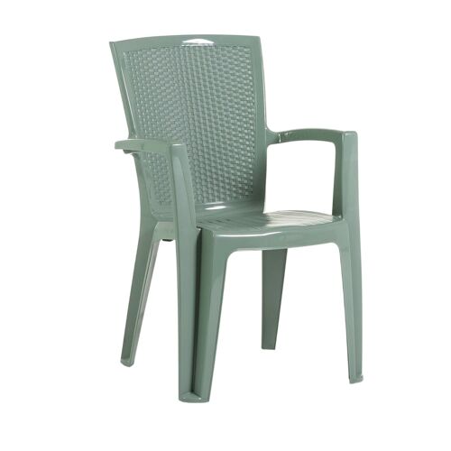 Lot de 6 chaises empilables avec accoudoirs en polypropylène vert