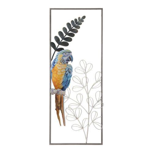 Panneau décoratif 3D perroquet métal multicolore 28,6x2,5x74,3 cm
