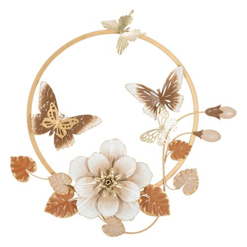 Panneau Décoratif En Métal Doré Avec Papillon 3d 58,4x5,1x63,5 Cm