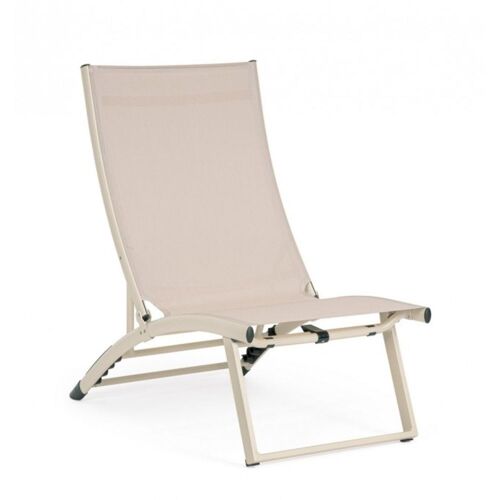 Ensemble De 2 Fauteuils Relax En Aluminium Et Textilène Beige