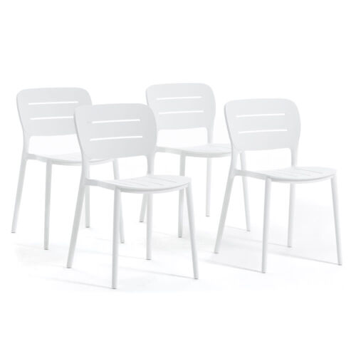 Lot de 4 chaises empilables en polypropylène blanches