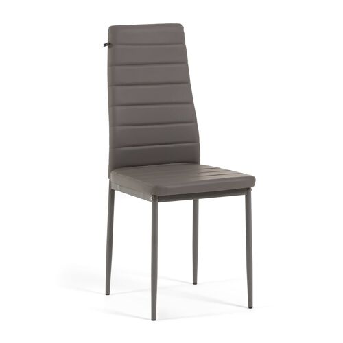 Lot de 2 chaises en similicuir taupe avec pieds en métal