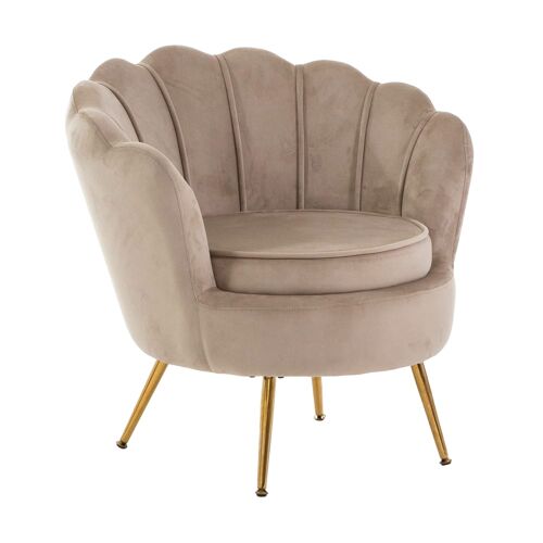 Fauteuil relax coquillage velours beige/or