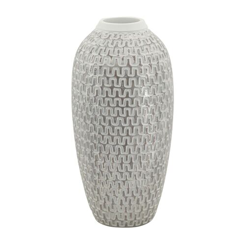 Vase en résine grise avec décors géométriques à¿ 21x43 cm