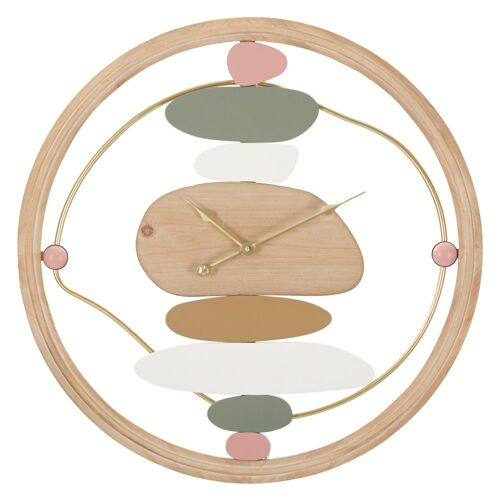 Horloge murale ronde en bois et métal marron à¿ 57X3,8 cm