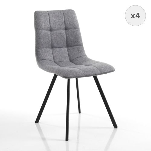 Lot de 4 chaises tissu gris L46 P56 H85