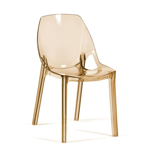 Lot de 2 chaises en polycarbonate transparent champagne