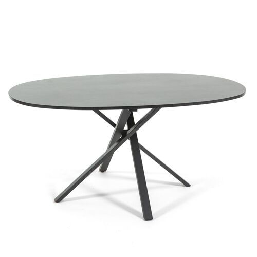 Table ovale 150x100 cm avec pieds en métal et plateau effet granit