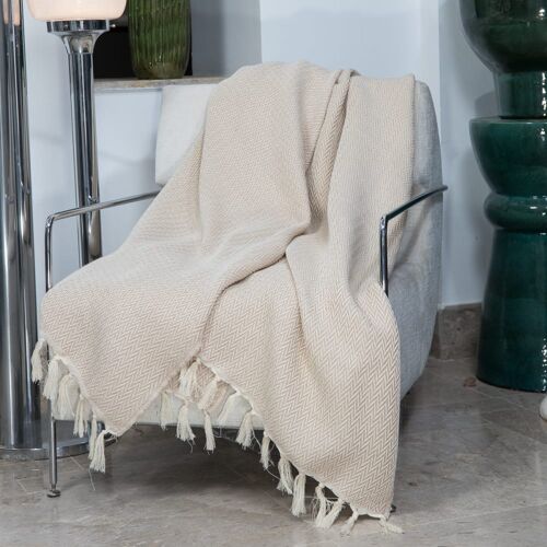 Plaid Laine Taupe Clair 160x250