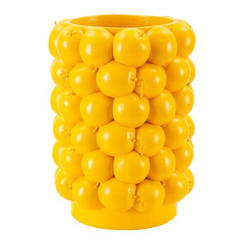 Vase en résine jaune composé de citrons à¿ 21x28 cm