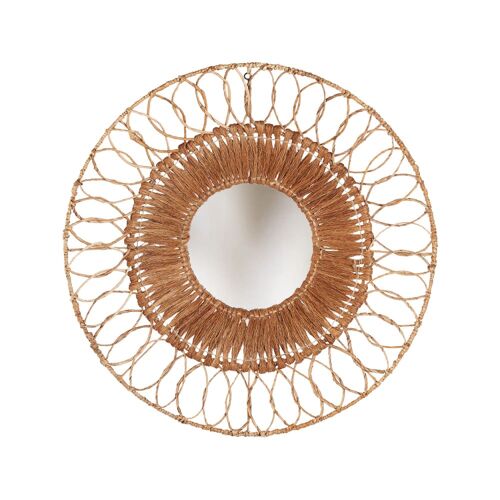 Miroir Feuille de bananier et Coco Marron 80x5x80cm