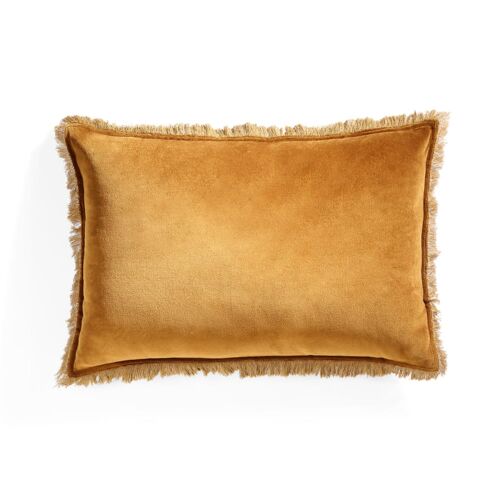 Coussin velours de coton brun tabac 60x40