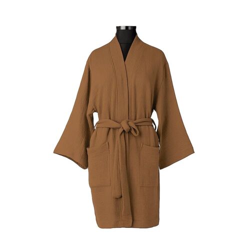 Peignoir Kimono Gaze De Coton Noisette 95x64