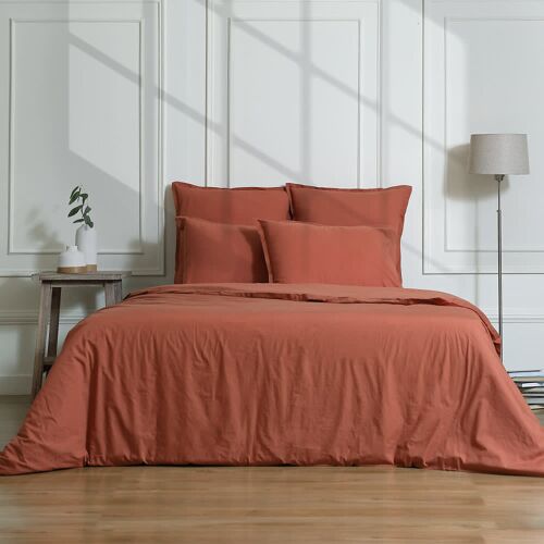 Parure + Taies 50x70 Percale De Coton Rouge Toscane 260x240